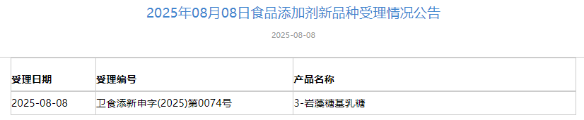 三新食品,受理动态,HMO