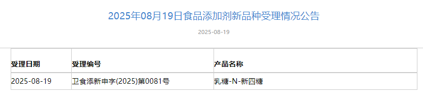 三新食品,受理动态,HMO