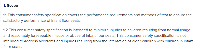 requirements,infant,floor,standard,ASTM,seats