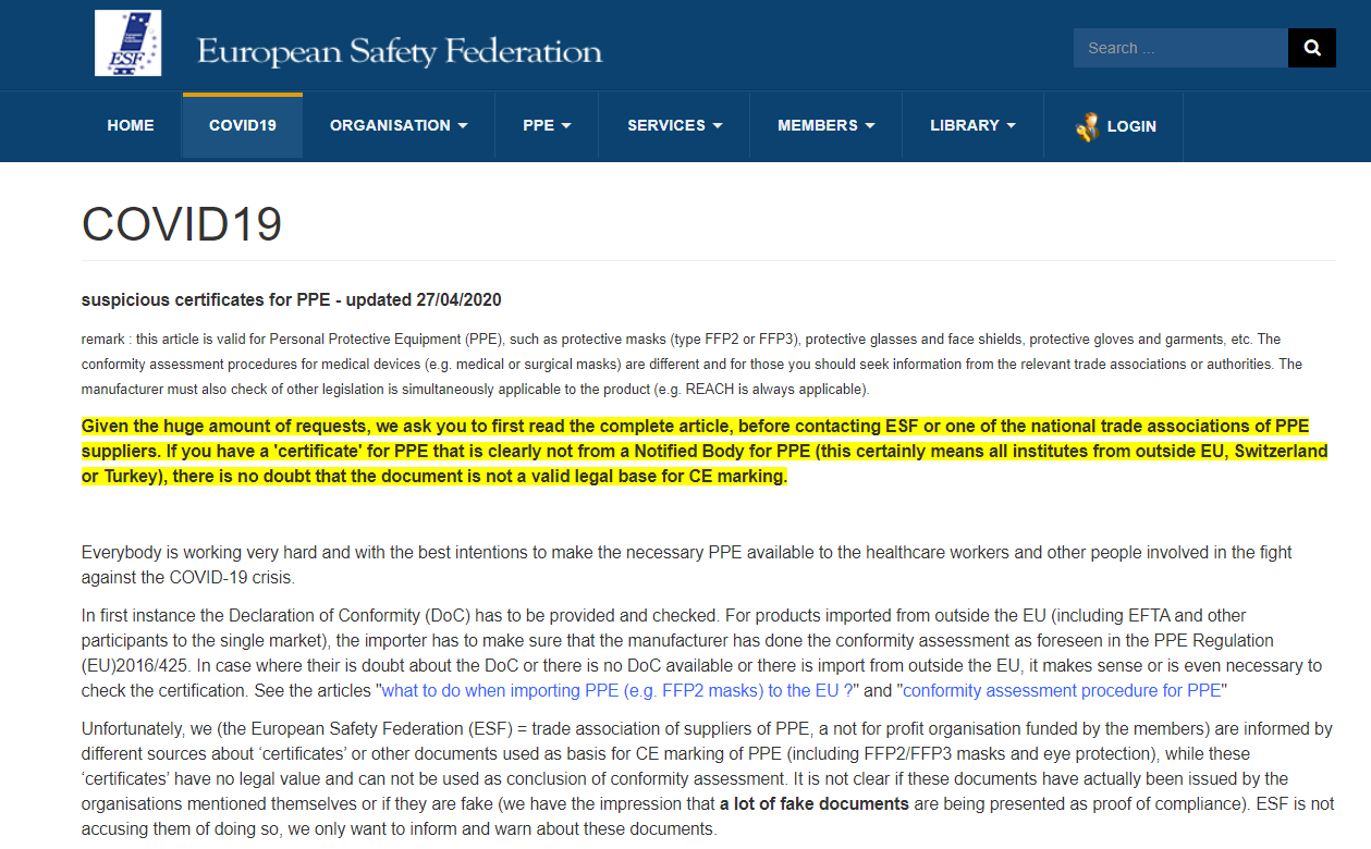 ESF更新了可疑认证机构名单 ESF更新了可疑认证机构名单
