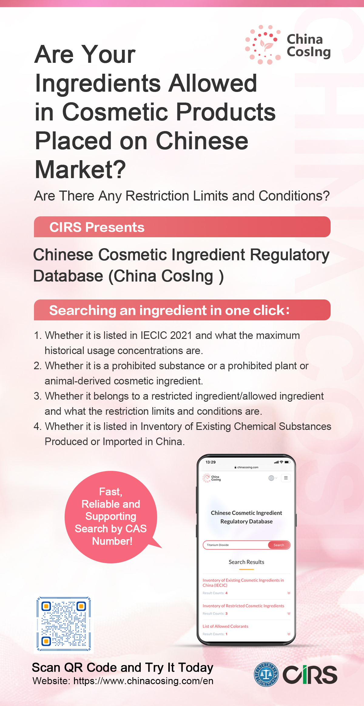 China,CosIng,Ingredient,Regulatory,Database,IECIC,Launch