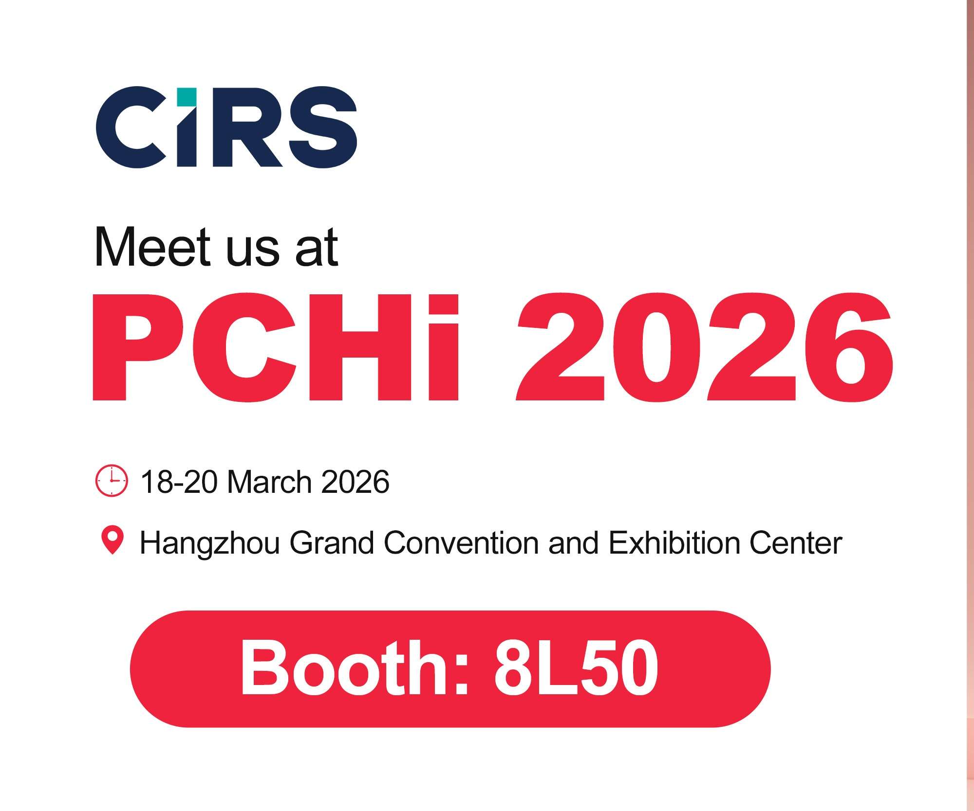CIRS to Exhibit at the PCHi 2026 in Hangzhou between 18-20 March, 2026