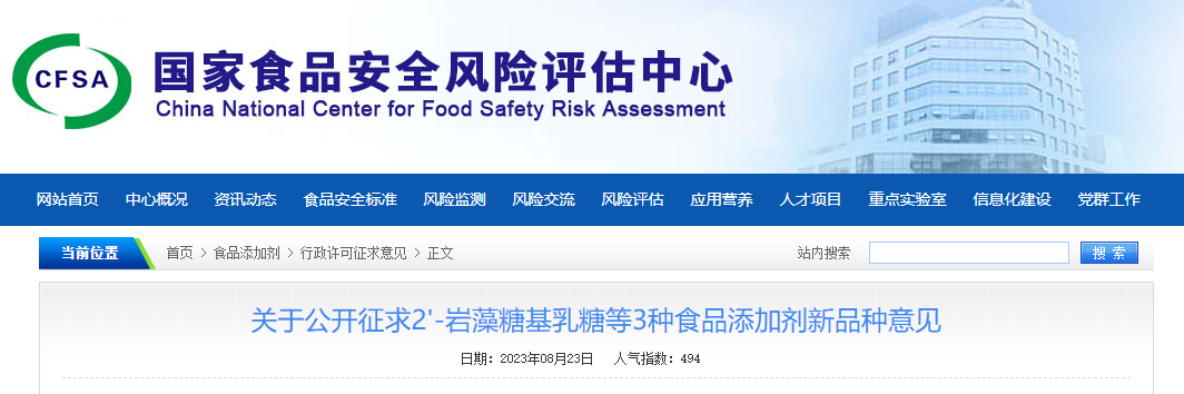 China,Food,Additive,New,Comments,CFSA,