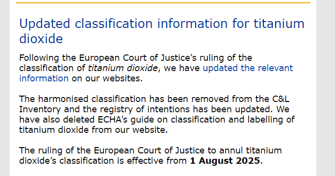 ECHA,二氧化钛,致癌物,分类