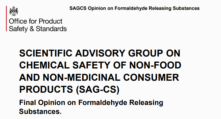 英国,化妆品原料,甲醛,SAG-CS