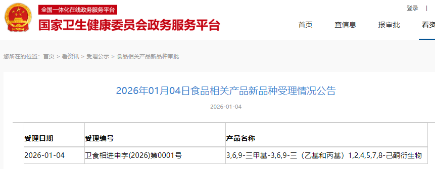 三新食品,受理动态,国家卫健委,香兰素,天然香兰素,食品添加剂