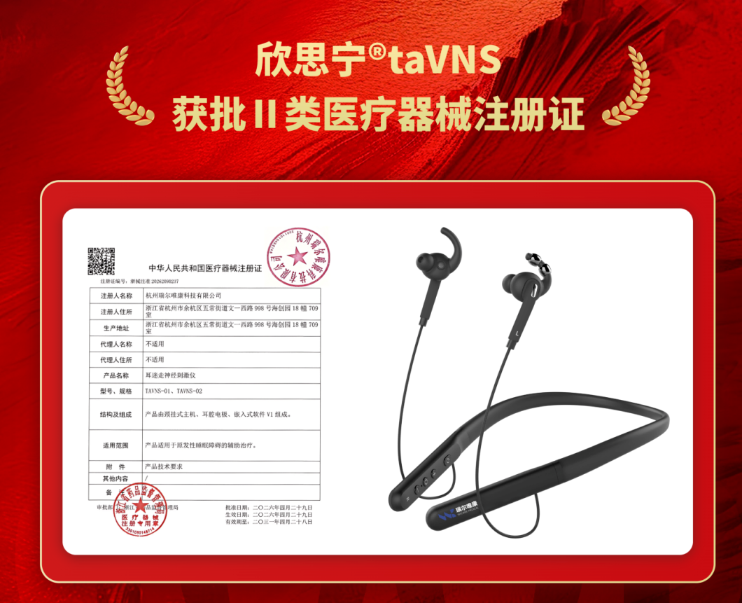 瑞旭集团,创新医疗器械,可穿戴经耳迷走神经刺激仪,医疗器械注册医疗器械注册